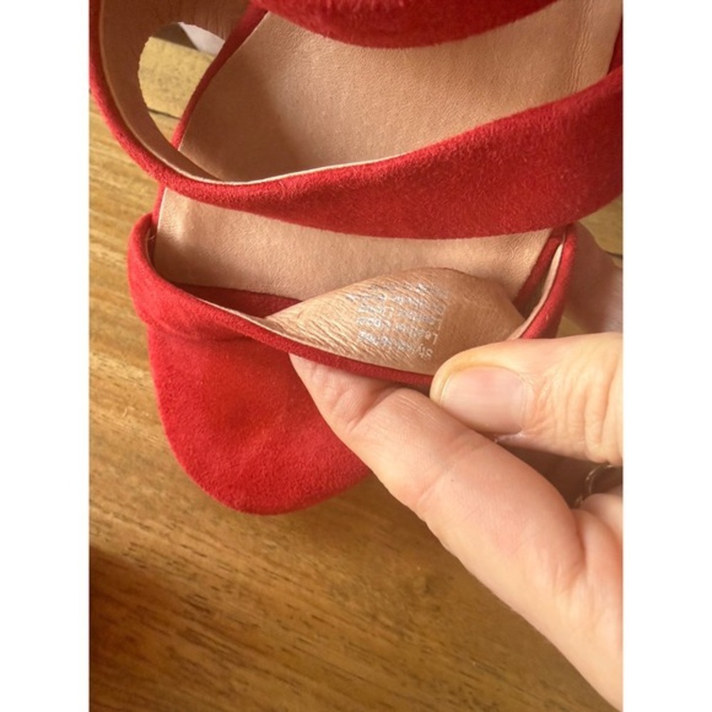 Madewell Red Suede Strappy Block Heel Sandals Women's Size 8 - Picture 7 of 8
